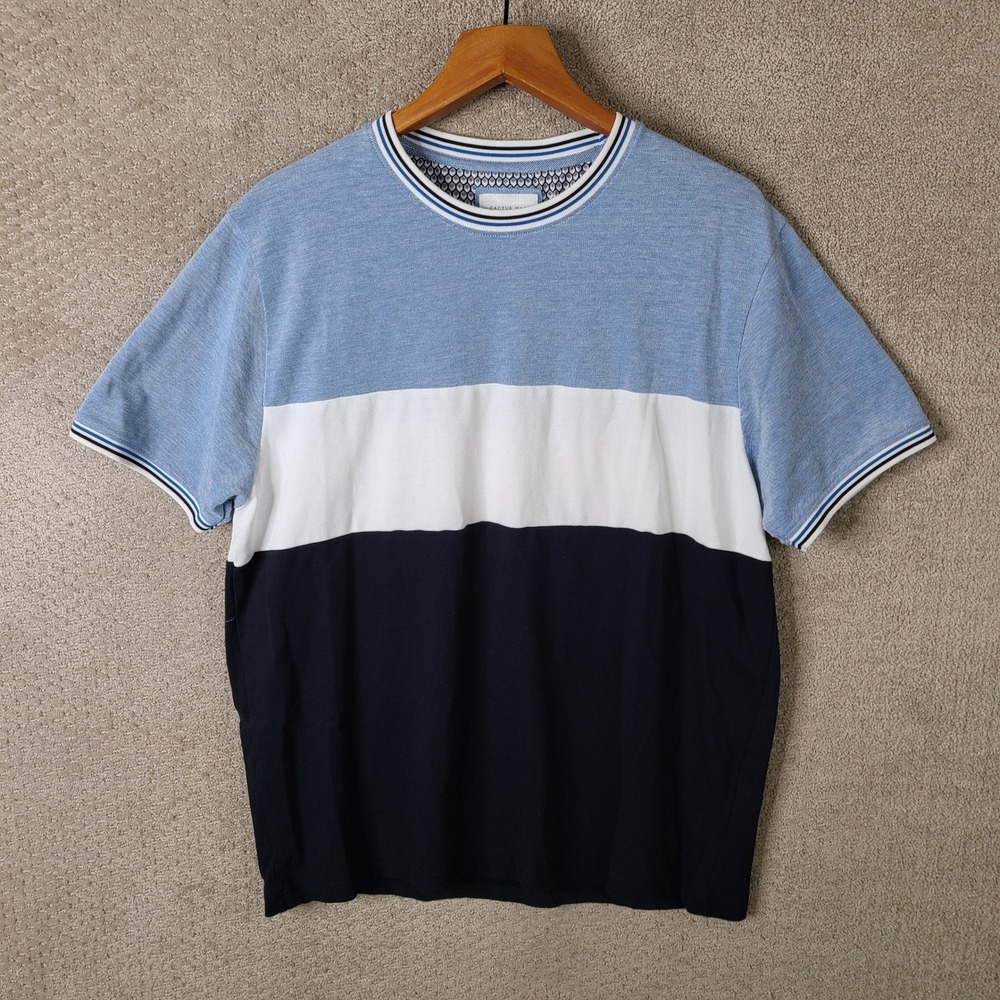 Cactus Man Shirt Mens XXL Blue Colorblock‎ Crew Neck Cotton Blend Short Sleeve